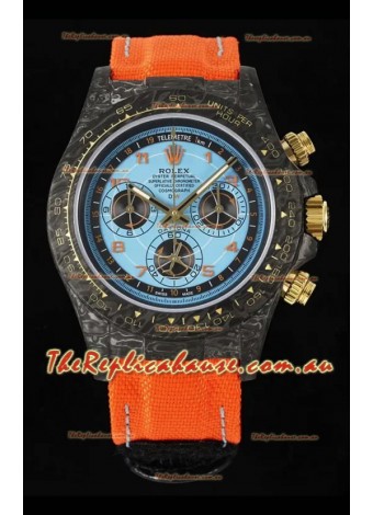Rolex Daytona Super Clone Watch in Blue Dial Black Carbon Casing 1:1 Mirror Replica