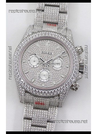 Rolex Cosmograph Daytona 904L Steel ICED OUT Cal.4130 Movement - 904L Steel Watch