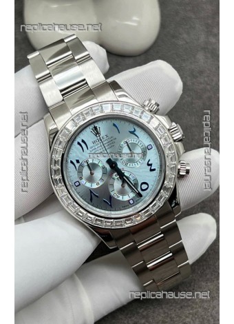 Rolex Cosmograph Daytona ICE Blue Dial Diamonds Bezel Cal.4130 Movement - 904L Steel Watch