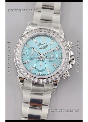Rolex Cosmograph Daytona ICE Blue Dial Diamonds Bezel Cal.4130 Movement - 904L Steel Watch