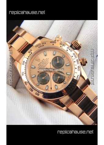 Rolex Daytona Japanese Movement Gold Casing Replica Watch in Gold Dial