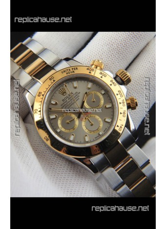 Rolex Daytona Japanese Movement Two Tone Gold Casing Watch in Grey Dial 