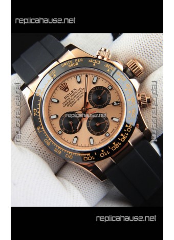 Rolex Daytona Japanese Movement Gold Casing Replica Watch in Champange Dial 
