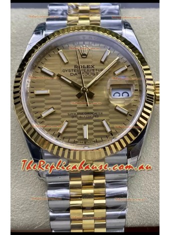 Rolex Datejust Cal.3235 Movement 1:1 Mirror Replica 904L Steel 36MM - Gold Fluted Motif Dial