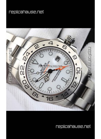 Rolex Explorer II Japanese Movement Replica Watch in Steel Casing White Dial