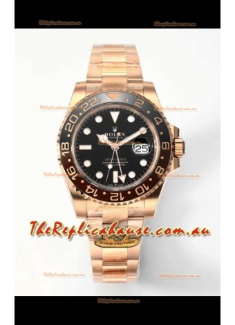 Rolex GMT Masters II Super Clone Root Beer 126711CHNR Rose Black Dial Swiss Replica Watch 