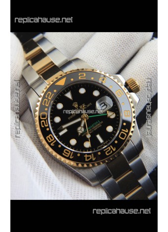 Rolex GMT Masters II Japanese Movement Replica Watch in Two Tone Black Dial