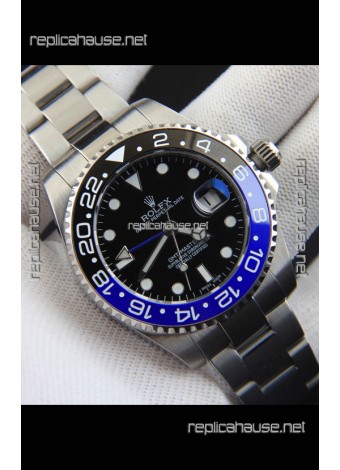 Rolex GMT Masters II Japanese Movement Replica Watch Steel Case Black Dial