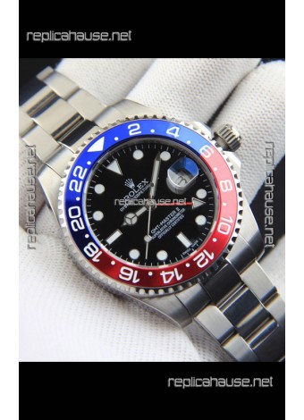 Rolex GMT Masters II Japanese Movement Replica Watch Steel Case Black Dial