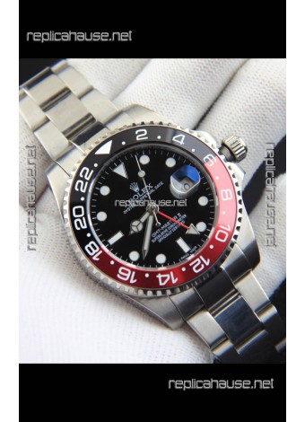 Rolex GMT Masters II Japanese Movement Replica Watch Steel Case Black Dial