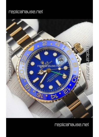 Rolex GMT Masters II 2 Tone Rose Gold Plating Japanese Replica Watch Blue Dial