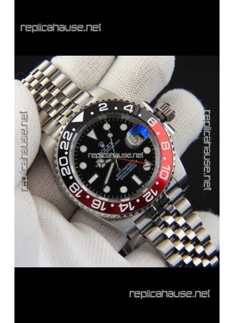 Rolex GMT Masters II Japanese Movement Replica Watch Steel Case Black Dial