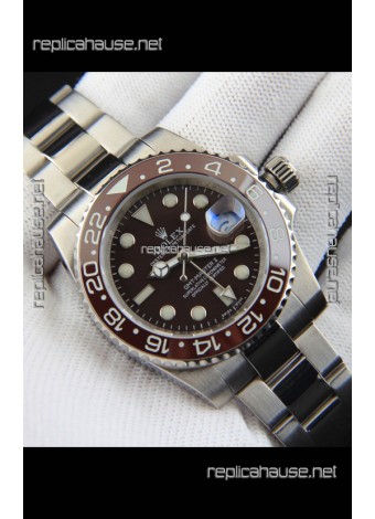 Rolex GMT Masters II Japanese Movement Replica Watch Steel Case Black Dial