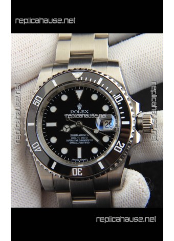 Rolex Submariner Japanese Replica Watch 904L Steel - Ceramic Bezel in Black