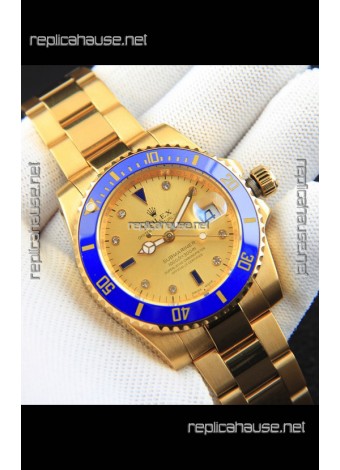 Rolex Submariner Japanese Replica Watch in Yellow Gold Casing 