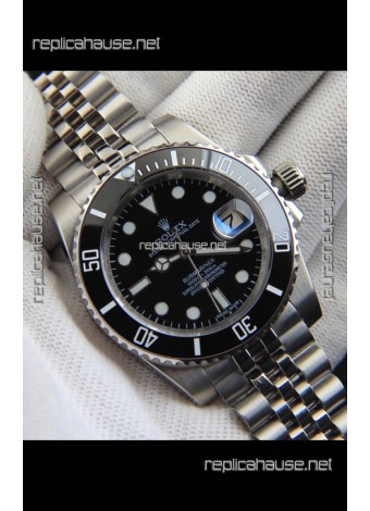 Rolex Submariner Japanese Replica Watch 904L Steel - Ceramic Bezel in Black
