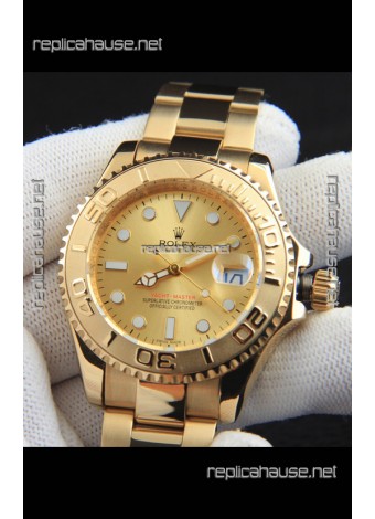 Rolex Yachtmaster Japanese Movement Watch in Gold Casing - Gold dial 37MM