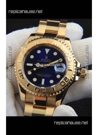 Rolex Yachtmaster Japanese Movement Watch in Gold Casing - Blue dial 37MM