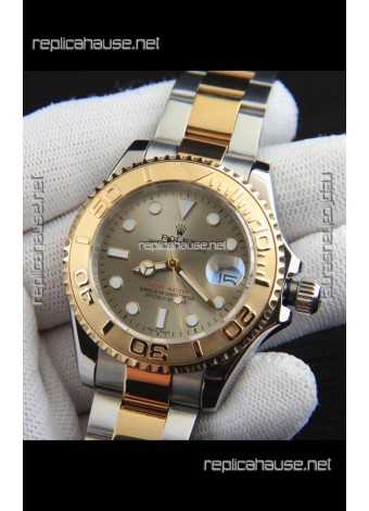 Rolex Yachtmaster Japanese Movement Watch in Two Tone Gold Casing - Gold dial 37MM