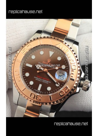 Rolex Yachtmaster Japanese Movement Watch in Two Tone Gold Casing - Light Brown dial 37MM