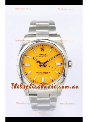 Rolex Oyster Perpetual REF#126000 36MM Swiss Movement Swiss Replica Yellow Dial 904L Steel 1:1 Mirror Replica Watch