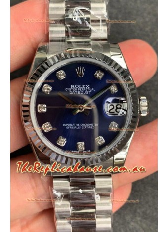 Rolex Datejust 31MM ETA-2671 Movement Swiss Replica in 904L Steel in Blue Dial 