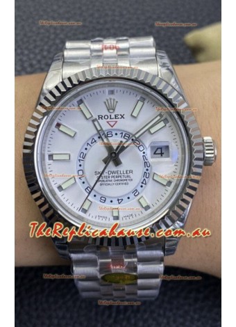 Rolex Sky-Dweller REF# M326934 White Dial Watch in 904L Steel Case 1:1 Mirror Replica