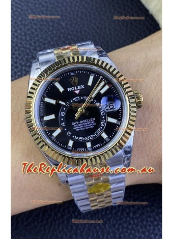 Rolex Sky-Dweller REF# M336933 Black Dial Watch in Yellow Gold 904L Steel Case 1:1 Mirror Replica