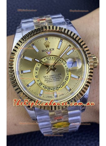 Rolex Sky-Dweller REF# M336933 Gold Dial Watch in Yellow Gold 904L Steel Case 1:1 Mirror Replica