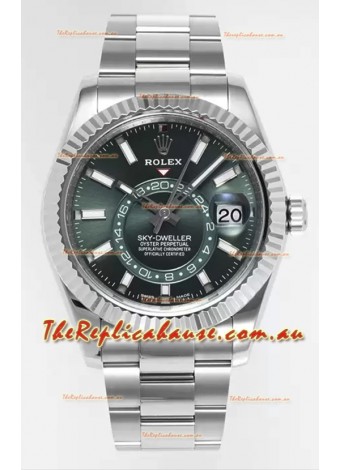 Rolex Sky-Dweller REF #m336934 Green Dial Watch in 904L Steel Case - Super Clone Watch