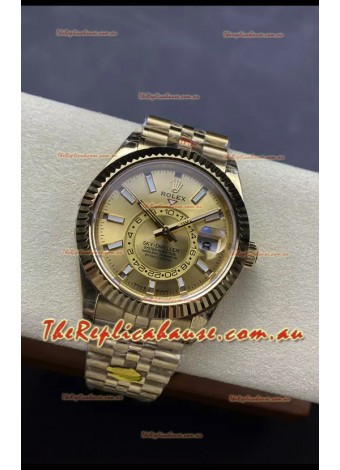 Rolex Sky-Dweller REF# 336935 Gold Dial Watch in Yellow Gold 904L Steel Case 1:1 Mirror Replica