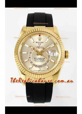Rolex Sky-Dweller REF# 336935 Gold Dial Watch in Yellow Gold 904L Steel Case 1:1 Mirror Replica
