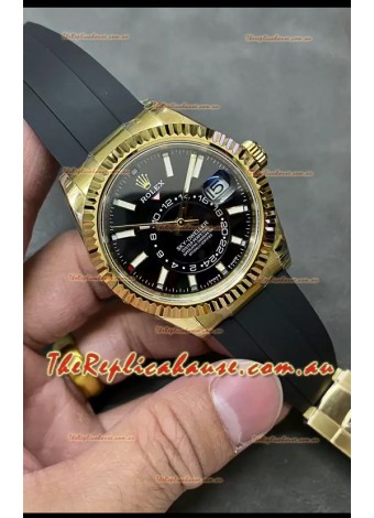 Rolex Sky-Dweller REF# M336235 Black Dial Yellow Gold Watch in 904L Steel Case 1:1 Mirror Replica
