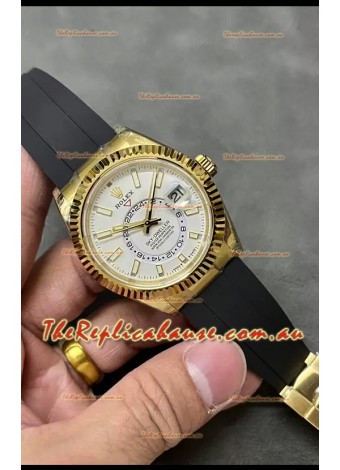 Rolex Sky-Dweller REF# M336235 White Dial Yellow Gold Watch in 904L Steel Case 1:1 Mirror Replica