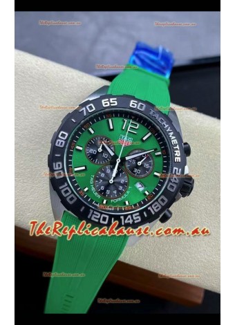 Tag Heuer F1 Edition Swiss Quartz Watch in Green Dial Stainless Steel Casing Rubber Strap