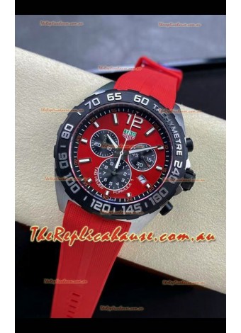 Tag Heuer F1 Edition Swiss Quartz Watch in Red Dial Stainless Steel Casing Rubber Strap