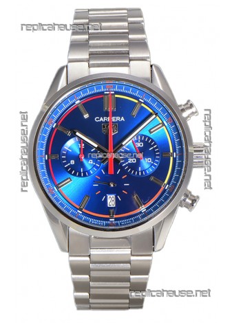 Tag Heuer Carrera Chronograph 42 Swiss Quartz Replica Watch Blue Dial Steel Strap 