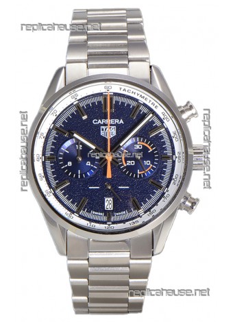 Tag Heuer Carrera Chronograph 43 Swiss Quartz Replica Watch Blue Dial Steel Strap 