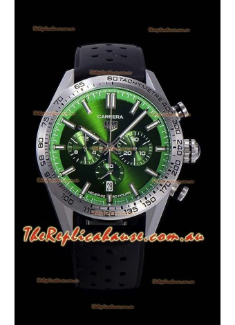Tag Heuer Carrera Swiss Quartz Movement Replica Watch in Green Dial - Black Rubber Strap