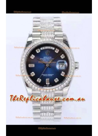 Rolex Day Date Presidential 904L Steel 36MM - Blue Dial 1:1 Mirror Quality Watch