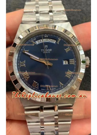 Tudor Royal Edition Watch - 1:1 Mirror Replica in Steel Casing - Blue Roman Dial