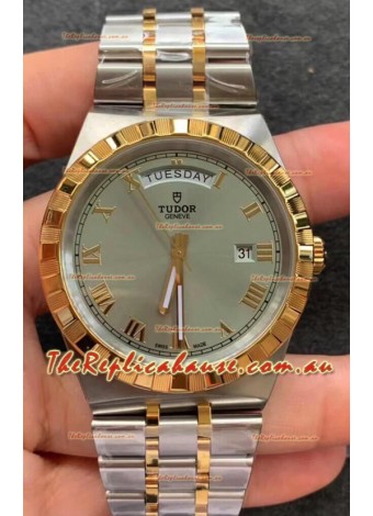 Tudor Royal Edition Watch - 1:1 Mirror Replica in Two Tone Casing - Grey Roman Dial