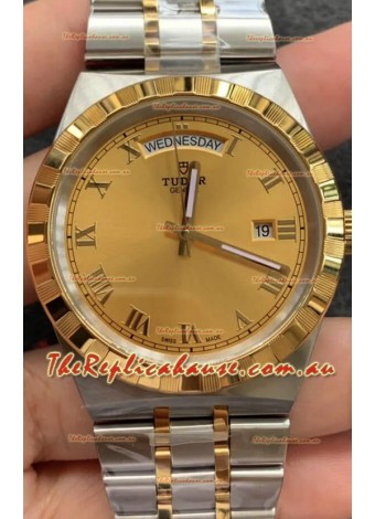 Tudor Royal Edition Watch - 1:1 Mirror Replica in Two Tone Casing - Gold Roman Dial