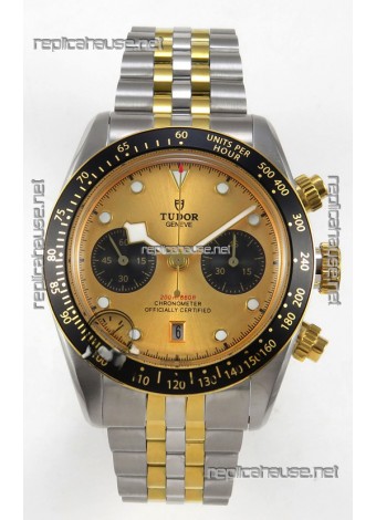 Tudor Super Clone Black Bay Chronograph Two Tone Watch in Gold Dial