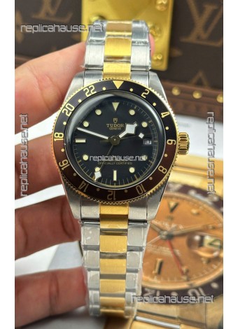 Tudor Black Bay Super Clone GMT Two Tone Black Dial Swiss Replica Watch 