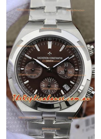 Vacheron Constantin Overseas Chronograph Brown Dial Swiss Replica Watch - Stainless Steel Strap