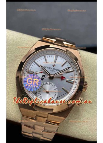 Vacheron Constantin Overseas Dual Time Rose Gold 1:1 Mirror Swiss Replica Watch in Steel Dial