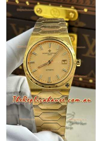 Vacheron Constantin Historiques 222 Super Clone 37MM Yellow Gold Watch in Gold Dial 