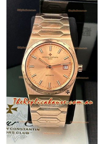 Vacheron Constantin Historiques 222 Super Clone 37MM Rose Gold Watch in Pink Dial 