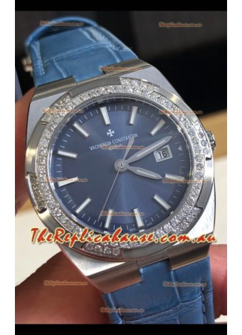 Vacheron Constantin Overseas Stainless Steel 33MM Swiss Quartz Replica Watch Blue Dial 